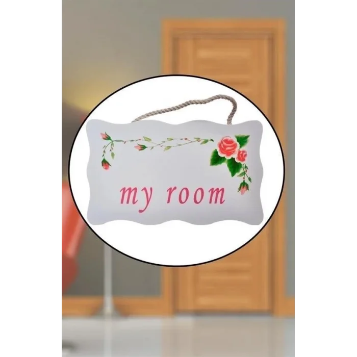BUĞZ Decotown My Room Benim Odam Dekoratif Çiçek Desenli Kapı Askısı