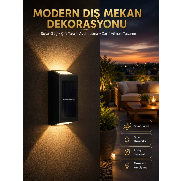 BUĞZ Dekorasyon Aplik Işık Güneş Enerjili Aydınlatma Dekoratif Aydınlatma