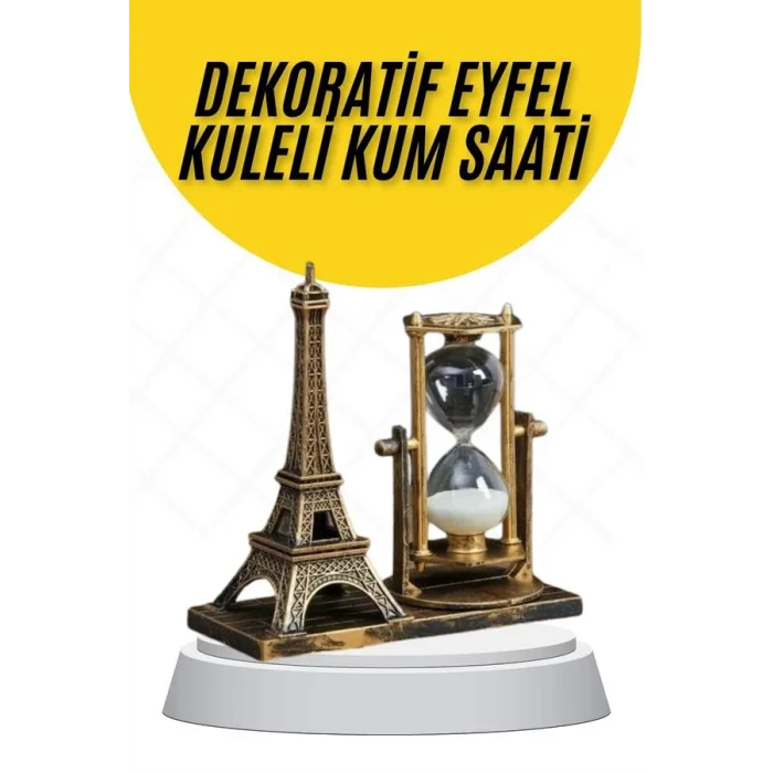BUĞZ Dekoratif Eyfel Kulesi ve Kum Saati Vintage Tarzı Masa Süsü Biblo - BUĞZ
