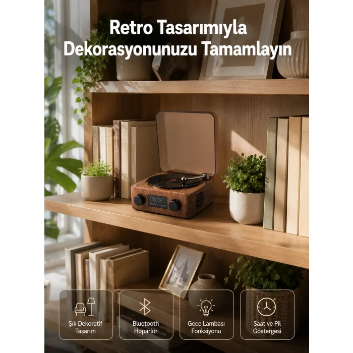 BUĞZ Dekoratif Gece Işıklı Bluetooth Hoparlör – Saatli Tasarım Yeni Nesil