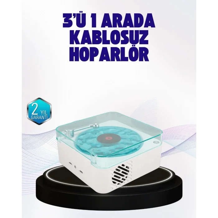 BUĞZ Dekoratif Gece Işıklı Bluetooth Hoparlör – Zaman ve Pil Ekranlı