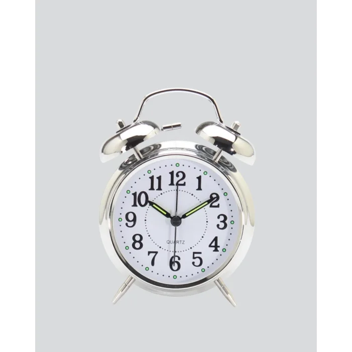 BUĞZ Dekoratif Gümüş Işıklı Alarmlı Masa Saati Sessiz Mekanizma