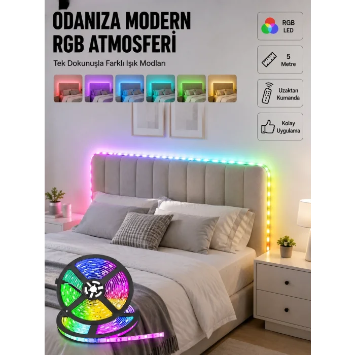 BUĞZ Dekoratif Kumandalı Şerit LED 5 Metre