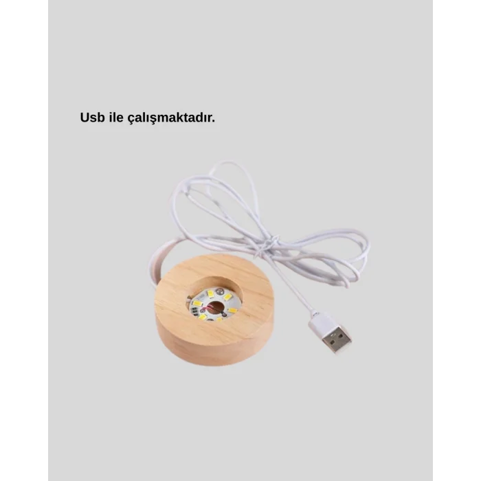 BUĞZ Dekoratif LED Kristal Küre Ahşap Altlıklı Şık Gece Lambası