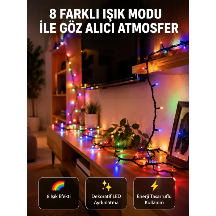 BUĞZ Dekoratif Peri Led 5 m 50 Ampullü Şeffaf Kablo Aydınlatma Yeni Nesil