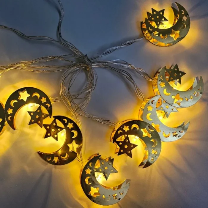 BUĞZ Dekoratif Ramazan LED Işık 2 Metre Gold Metal