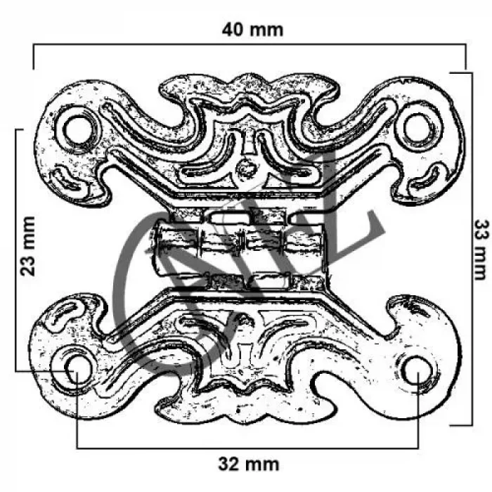 BUĞZ Dekoratif Sac Kelebek Menteşe - Küçük, Eskitme, 100 Adet