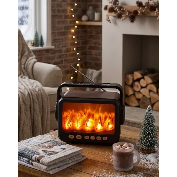 BUĞZ Dekoratif Şömine Görünümlü Bluetooth Hoparlör Radyo USB TF Destekli