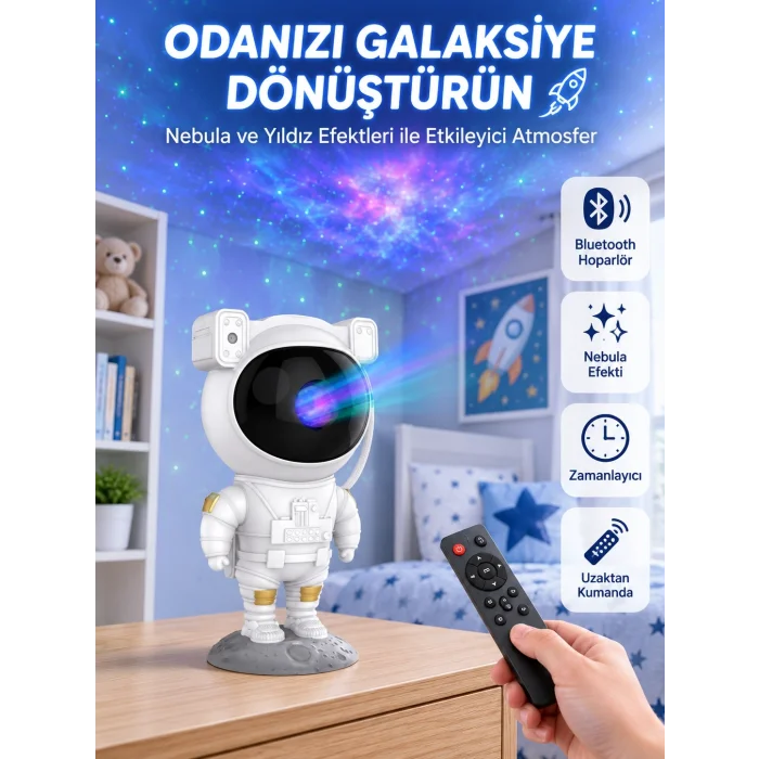 BUĞZ Dekoratif ve Fonksiyonel Astronot Projeksiyon Aydınlatma
