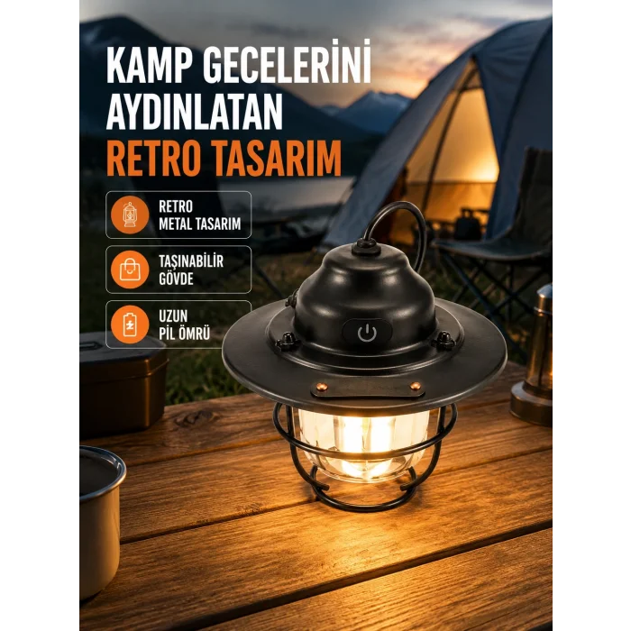 BUĞZ Dekoratif ve Fonksiyonel Taşınabilir Kamp Gece Lambası
