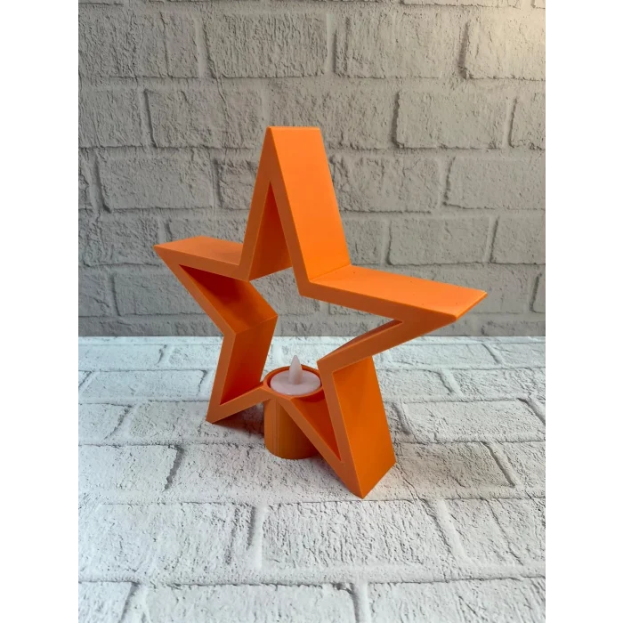 BUĞZ Dekoratif Yıldız Şeklinde Turuncu Mumluk Ev Aksesuarı