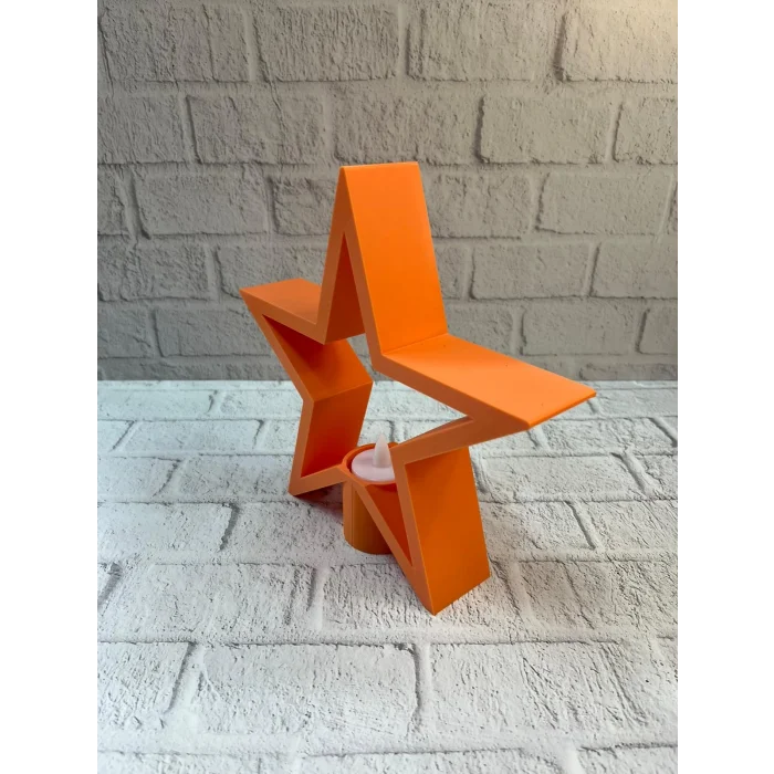 BUĞZ Dekoratif Yıldız Şeklinde Turuncu Mumluk Ev Aksesuarı - Lisinya