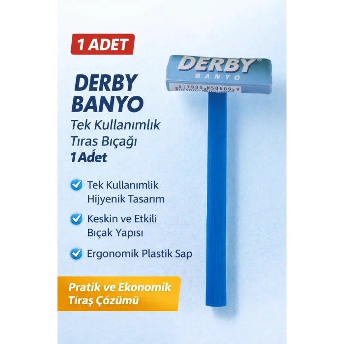 BUĞZ Derby Banyo Tek Kullanımlık Tıraş Bıçağı 1 Adet Plastik Saplı Pratik Tıraş Jileti