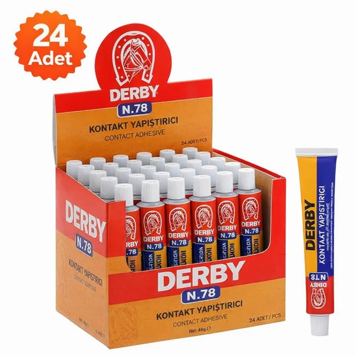 BUĞZ Derby N.78 Kontakt Yapıştırıcı 40 Gr 24 Adet Standlı Kutulu Güçlü Genel Amaçlı Yapıştırıcı