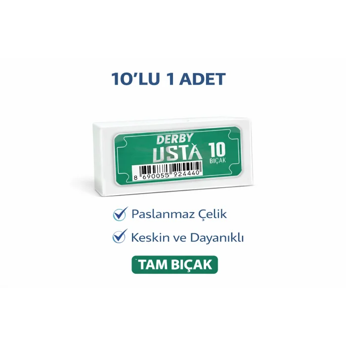 BUĞZ Derby Usta Çift Taraflı Jilet Tam Bıçak Berber Jileti 10LU 1 PAKET
