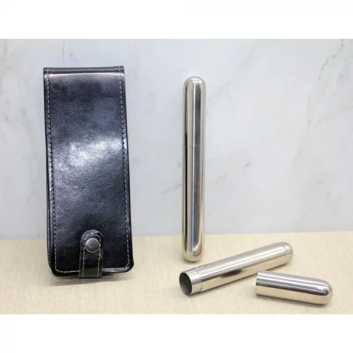  Deri Kılıflı İkili Paslanmaz Çelik Puro Tüpü