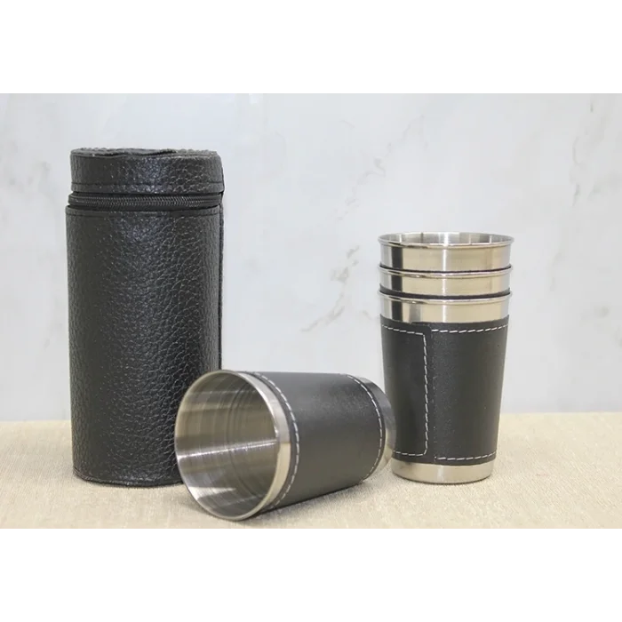 BUĞZ Derili Kılıflı 4lü Shot Bardak