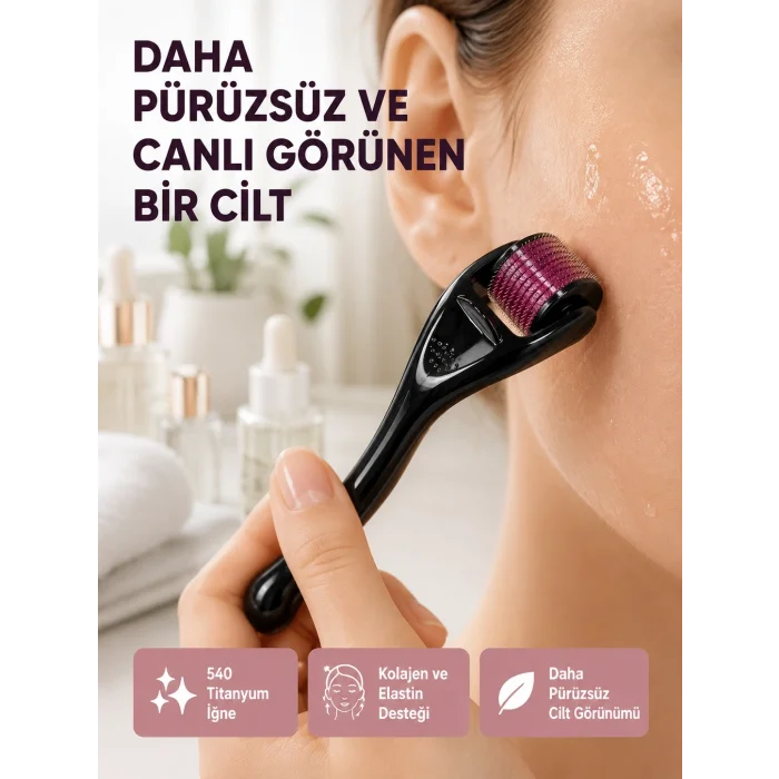 BUĞZ Dermaroller Titanyum 540 İğneli 1 mm Cilt Yenileme ve Anti Aging Etkisi
