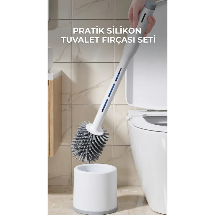 BUĞZ Deterjan Hazneli Silikon Tuvalet Fırçası Temizlik Seti