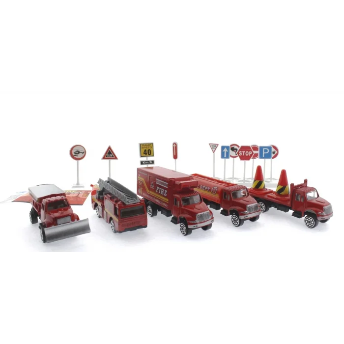  Die Cast Metal 20 Parça İtfaiye Seti - Tankerli