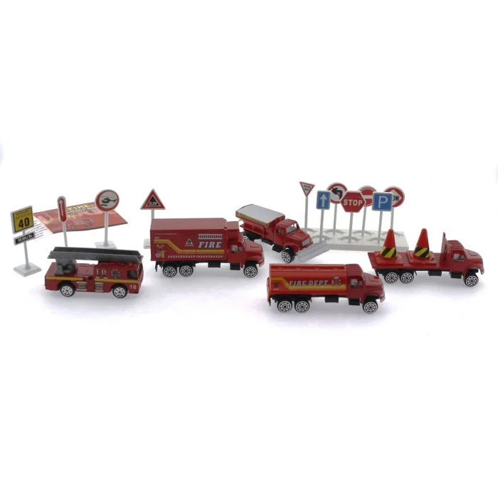  Die Cast Metal 20 Parça İtfaiye Seti - Tankerli