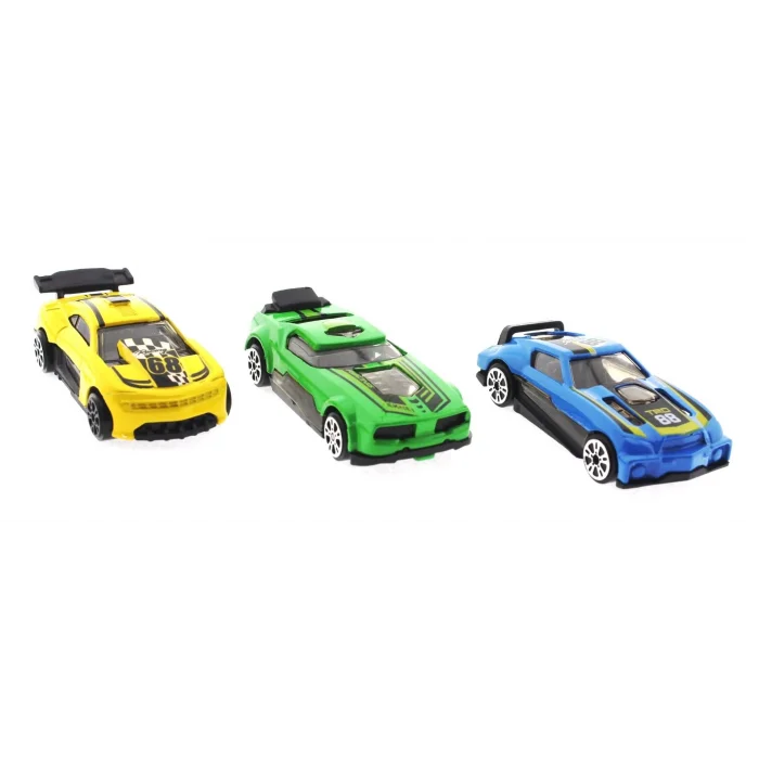  Die Cast Metal 3lü Yarış Arabaları Yeşil Araçlı