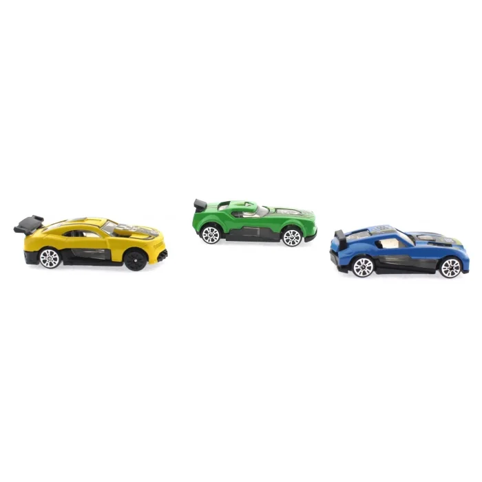  Die Cast Metal 3lü Yarış Arabaları Yeşil Araçlı