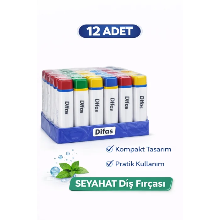 BUĞZ Difas Seyahat Tipi Diş Fırçası  | Kapaklı Taşınabilir 12 Adet