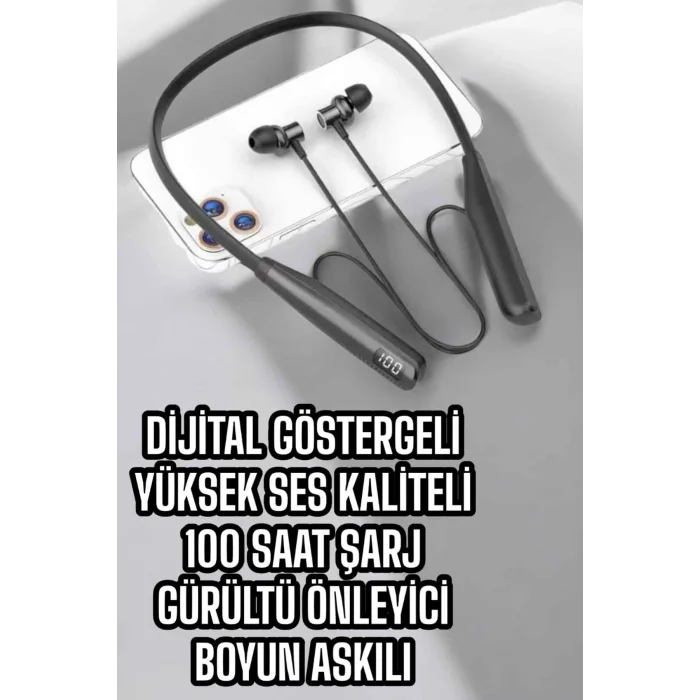 BUĞZ Dijital Batarya Göstergeli Bluetooth Özellikli Boyun Askılı Kulaklık