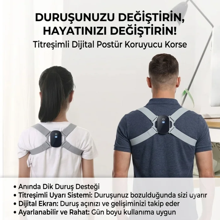 BUĞZ Dijital Ekran Titreşimli Dik Durma Korsesi