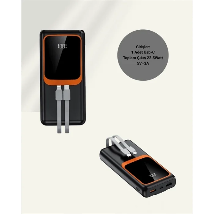  Dijital Ekranlı 20.000 mAh Powerbank | 22.5W Hızlı Şarj + Çoklu Bağlantı Seçeneği