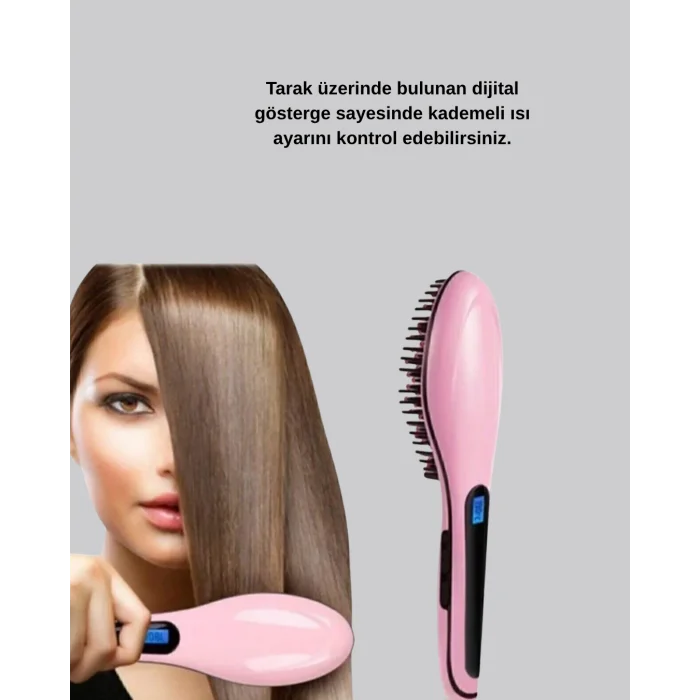 BUĞZ Dijital Ekranlı Seramik Saç Düzleştirici Tarak – 5 Kademeli Isı Ayarı, İyon Kontrollü - Lisinya