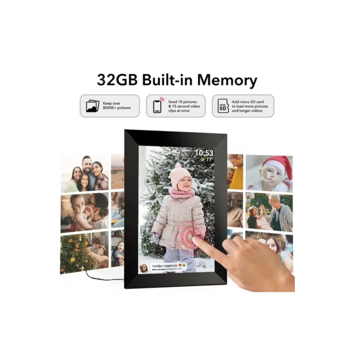 BUĞZ Dijital Fotoğraf Çerçevesi Wifi 10.1 İnç 32gb Dokunmatik Ekran, Uygulama Üzerinden Fotoğraf/video Paylaşımı