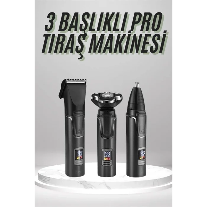 BUĞZ Dijital Göstergeli 3 Başlıklı Tıraş Makinesi Islak Kuru Lazer Öncesi Günlük - Lisinya