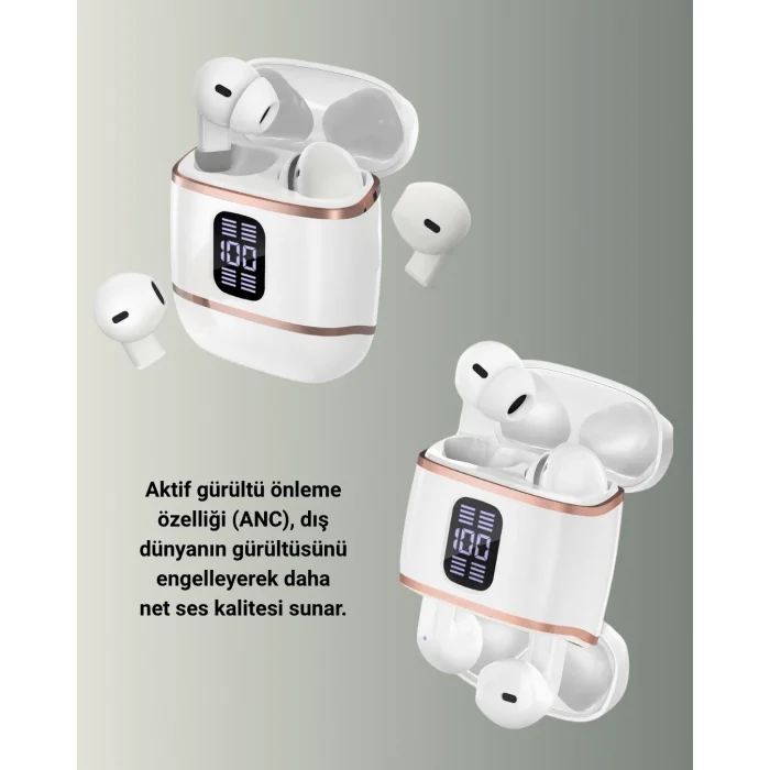  Dijital Göstergeli Bluetooth Kulakiçi Kulaklık – 4’lü Paket, Gürültü Engellemeli