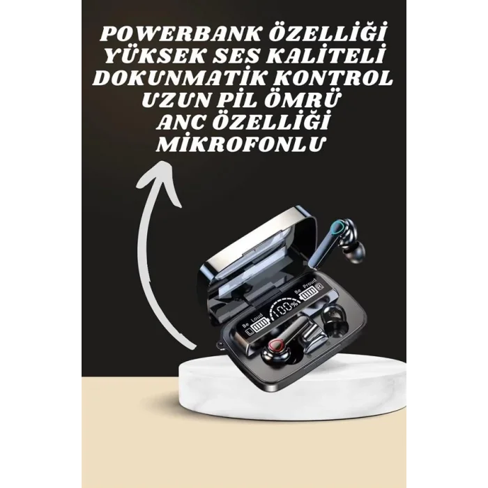  Dijital Göstergeli Powerbank Kulaklık ve 7 Kordonlu Yeni Nesil Akıllı Saat Amoled Ekran