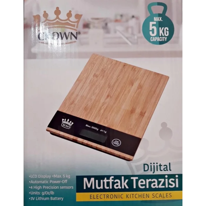  Dijital Lcd Mutfak Tartısı Terazisi 5kg Bambu Desenli
