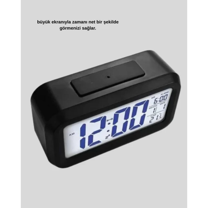 BUĞZ Dijital Masa Saati Sensörlü Aydınlatmalı Alarm ve Sıcaklık Ölçerli