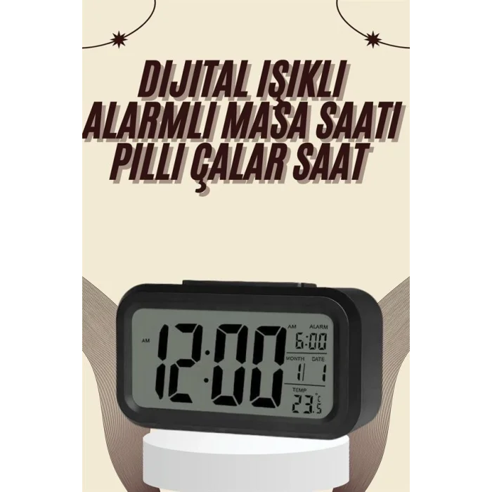 BUĞZ Dijital Masa Saati Termometreli Takvim Çalar Saat Led Ekran Pilli