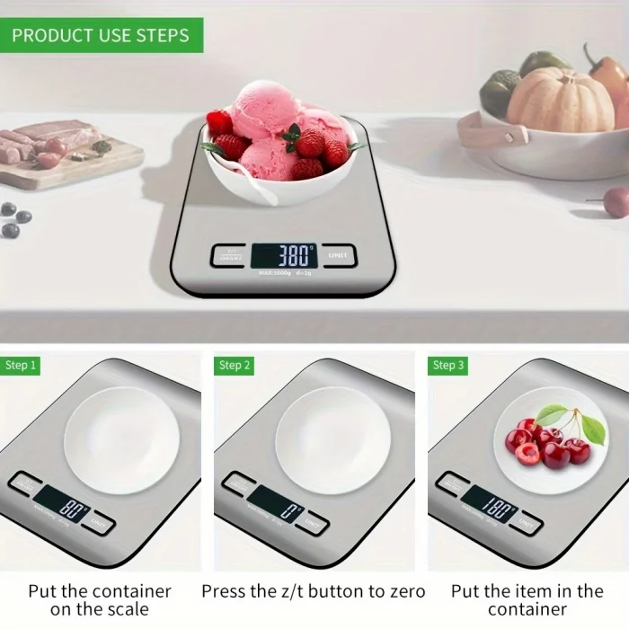 BUĞZ Dijital Mutfak Terazisi Paslanmaz Çelik Elektronik Lcd Ağırlık 5 Kg Ölçeklii Pişirme Ölçü Aleti ( BUĞZ )