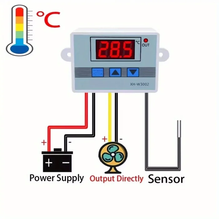 BUĞZ Dijital Termostat XH-W3002 LED Ekranlı Sıcaklık Kontrol Cihazı 220V