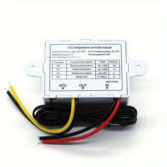 BUĞZ Dijital Termostat XH-W3002 LED Ekranlı Sıcaklık Kontrol Cihazı 220V