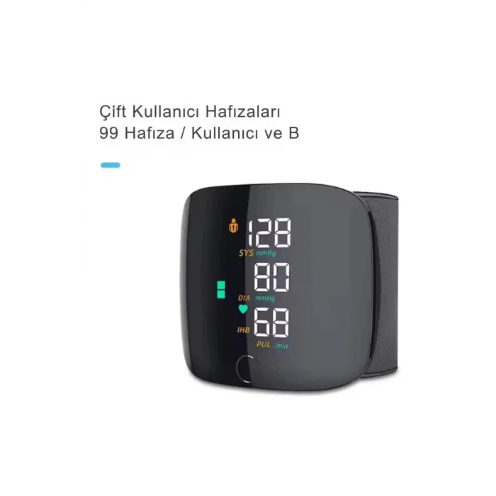 BUĞZ Dijital Türkçe Bilekten Tansiyon Ölçme Aleti Otomatik Tansiyon Ölçer Renkli Akıllı LCD Sesli Uyarı
