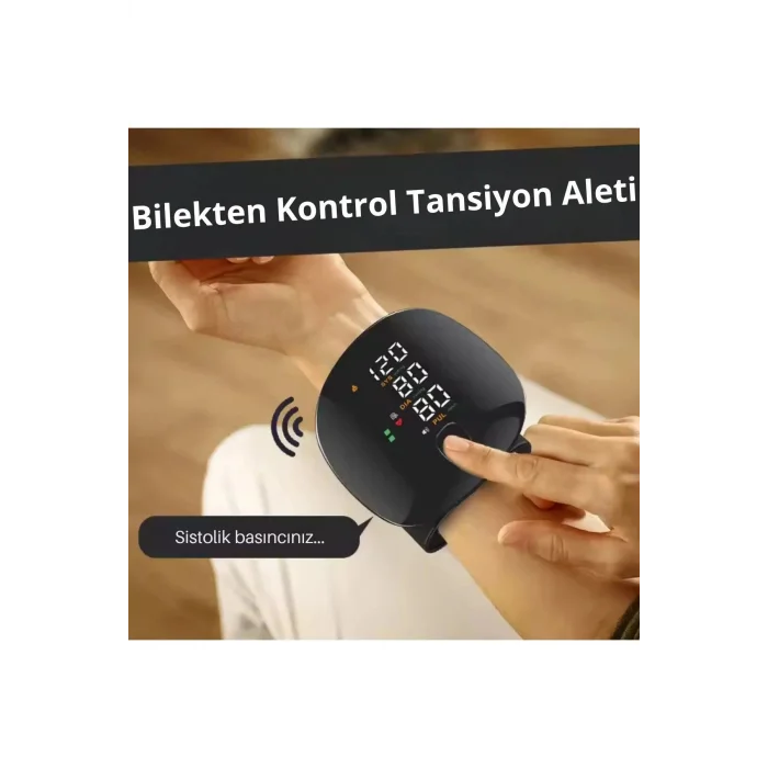 BUĞZ Dijital Türkçe Konuşan Bilekten Tam Otomatik Tansiyon Ölçme Aleti Renkli Akıllı LCD Sesli Uyarı