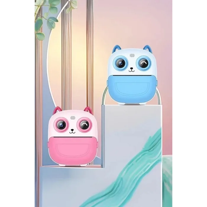 BUĞZ Dijital Video Fotoğraf App Destekli Çocuk Kamerası Termal Resim Kağıt Baskılı Yazıcı Mavi