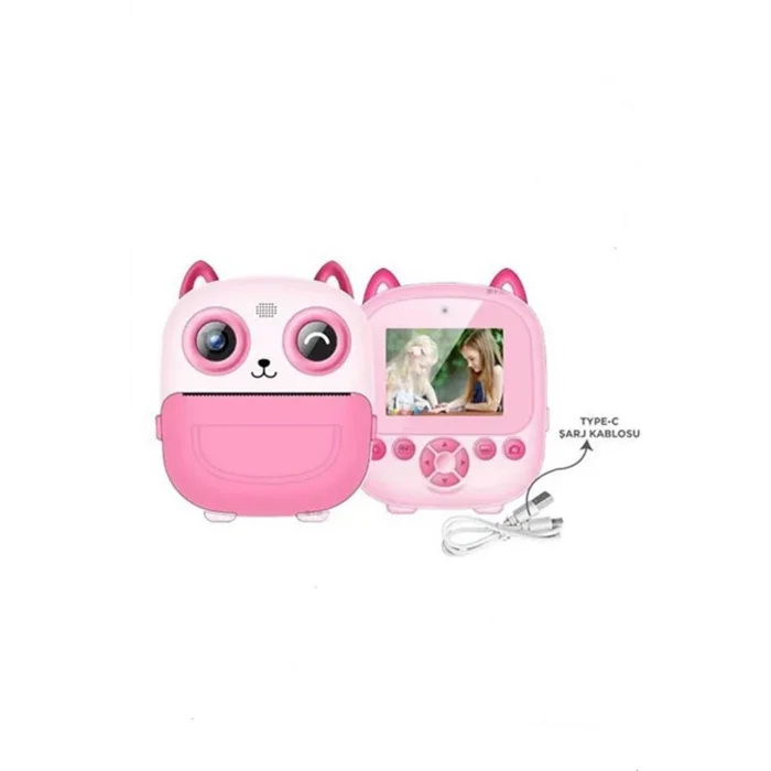 BUĞZ Dijital Video Fotoğraf App Destekli Çocuk Kamerası Termal Resim Kağıt Baskılı Yazıcı Pembe