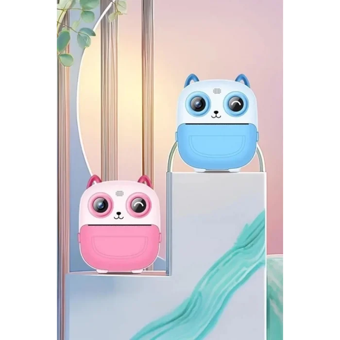 BUĞZ Dijital Video Fotoğraf App Destekli Çocuk Kamerası Termal Resim Kağıt Baskılı Yazıcı Pembe