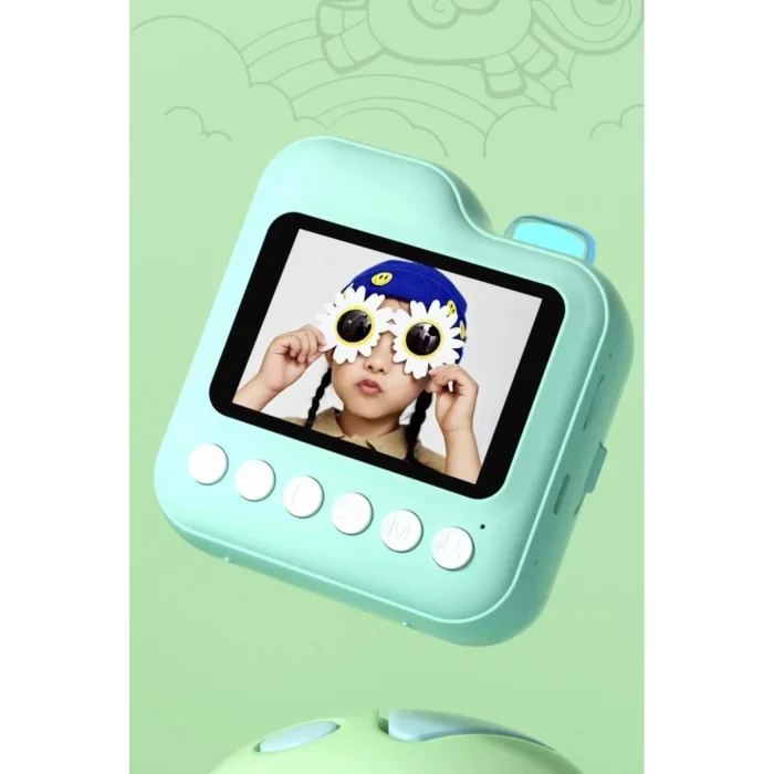 BUĞZ Dijital Video Kayıt Fotoğraf Çocuk Kamerası Anlık Termal Resim Kağıt Baskılı Mavi