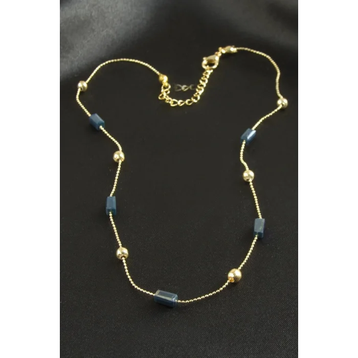 BUĞZ Dikdörtgen Kristal Zincir Kolye