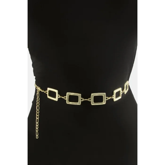 BUĞZ Dikdörtgen Metal Zincir Kemer